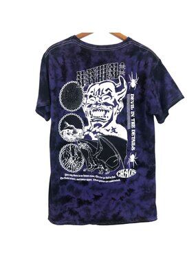 Vitriol Men's Chaos Mayhem Tie Dye Graphic T-Shirt Medium Purple Goth Skater